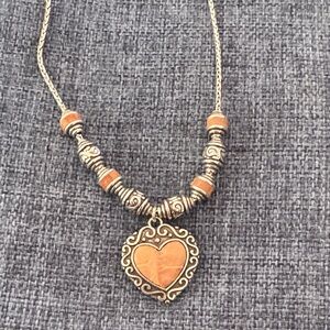 Brighton Silver Heart Pendant Necklace in Muted Peachy-Pink - Women Jewelry